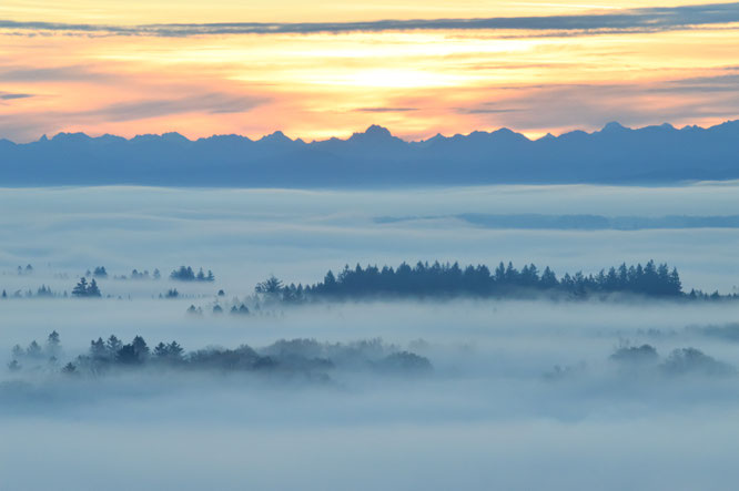 bald wird die Sonne hinter dem Widderstein aufgehen