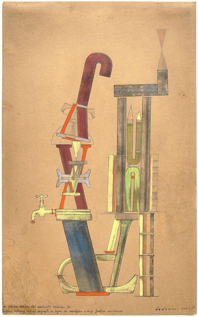 マックス・エルンスト《ミニマックス・ダダマックス自身が組み立てた小さな機械》,（1919-1920年）