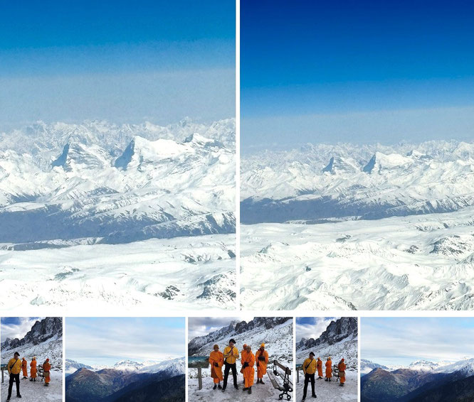 ...the beauty: flying over K2 (l., & Muztagh Tower, r.), the second highest mountain on earth (8.849 m). Himalayas, China/Pakistan (Kashmir) - on my way to Bhutan & Nepal - 35° 53′ 0″ N, 76° 31′ 0″ E  