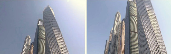Cayan Tower (zuvor Infinity Tower, 306 m), Marina Bay, Dubai (25° 5′ 12.8″ N, 55° 8′ 42.87″ E)... 