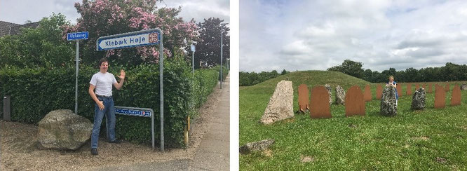 Klaebek Höje: dieses Schild (links) weißt Euch den Weg. Ziel: Baekke Monument...