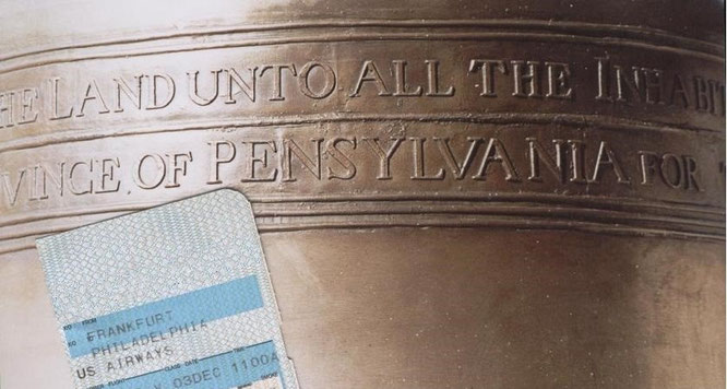 Me, Myself and I: “Liberty and Justice for All”. Liberty Bell, Independence Hall, Philadelphia, Pennsylvania, USA (39° 57′ N, 75° 10′ W) - incl. Boarding Pass