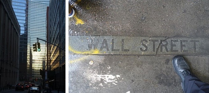 Wall Street, Manhattan, New York City (inklusive meines rechten Fußes, direkt an der Stock Exchange #NYSE) - meine Besuche und Trades: dort, auf jenen Seiten (#NYC/Blog/NMS)...... 