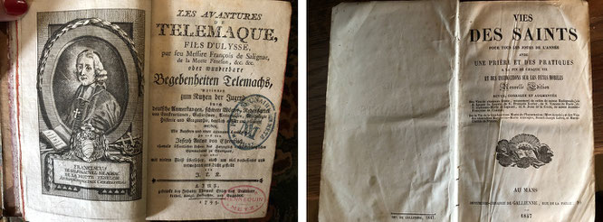 "Les Aventures de Telemaque oder wunderbare Begebenheiten Telemachs", François de Salignac de La Mothe-Fénelon, 1795 und "Vies Des Saints", Au Mans, Gallienne, 1847 