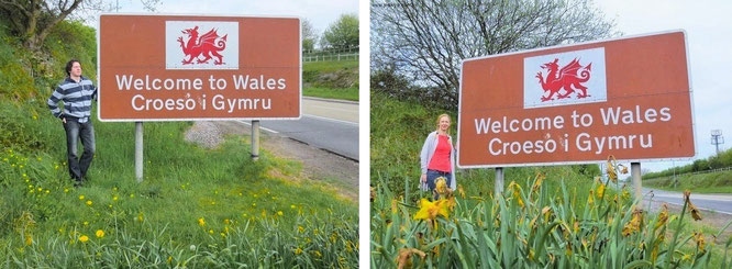 Welcome to Wales - dieses Schild (in meiner Sammlung der Begrüßungs-Etikette unter den Top 20) passiert Ihr unmittelbar nach Eurer Überquerung des Bristolkanals (M48)... 