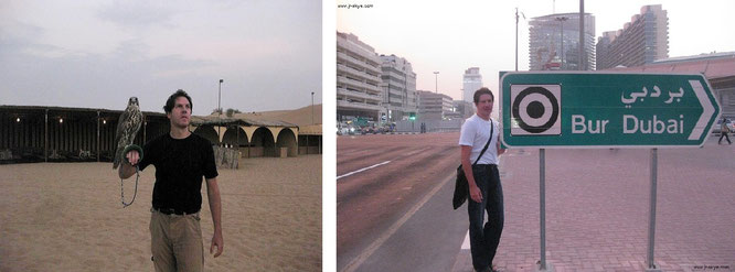 Sultanat Oman (Saltanat ʿUmān, Muscat/Masqaṭ, 20° 14′ 0″ N, 55° 58′ 0″ E, links) und kurz vor Eintritt in das historische Dubai. "Bur Dubai, historic district Dubai, western side of the Dubai Creek."