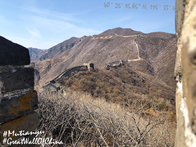 "The Great Wall of China - Mutianyu (40° 26′ 16.86″ N, 116° 33′ 42.84″ E), 70 km north of Beijing."