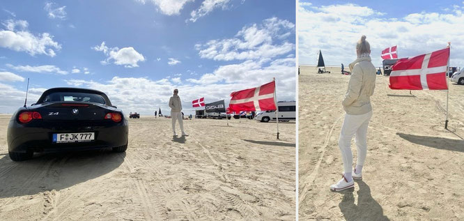 BMW Z4 E85 Dannebrog Fahne Dänemark Kreuz Cross Rot Sand Sylt Strandsegler Strandsegeln Motor Festival Römö 