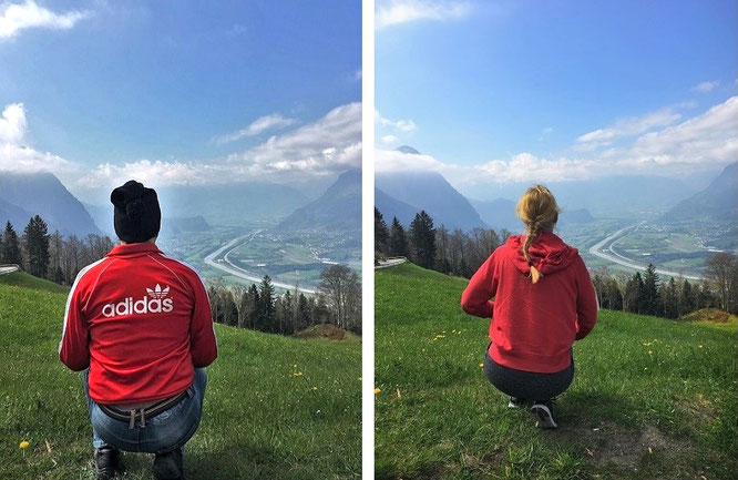 Himmelwärts in Richtung Malbun. Auf halbem Weg (und saftiger Wiese) streift Mona-Lizas Blick hinab in das pittoreske Rheintal. Ein Dank an LI_Travel (Liechtenstein Marketing/Ferien- und Freizeitdestination FL), die dieses Foto auf Twitter geliked haben! 