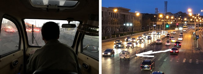 An exotic ride across the Beijing Central Business District in the evening - but be careful:  after my departure, the driver tried to move into the oncoming traffic. In the background, you can see China Zun (r.)!