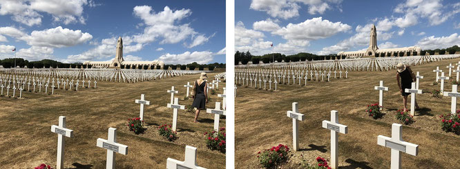 "Hölle von Verdun":  Im Hintergrund das Beinhaus von Douaumont mit den physischen Überresten von über 130.000 gefallenen Soldaten...