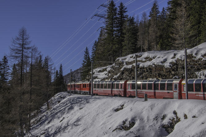 Il Trenino Rosso Regionale si arrampica sul Bernina