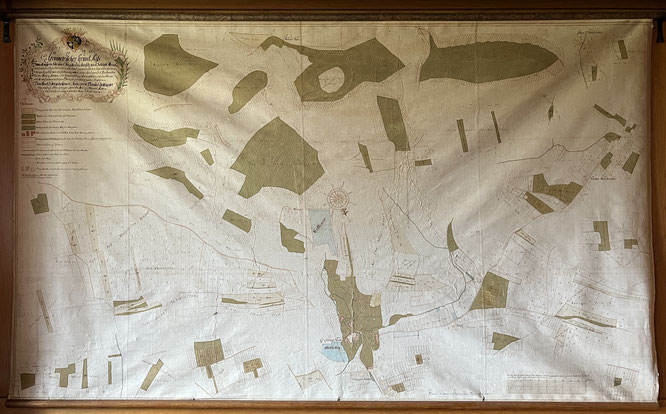 diese Karte zeigt alle damaligen Grundbesitztümer des Schlosses Hard