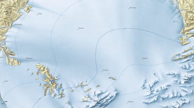 die Vergletscherung während der letzten Eiszeit; swisstopo