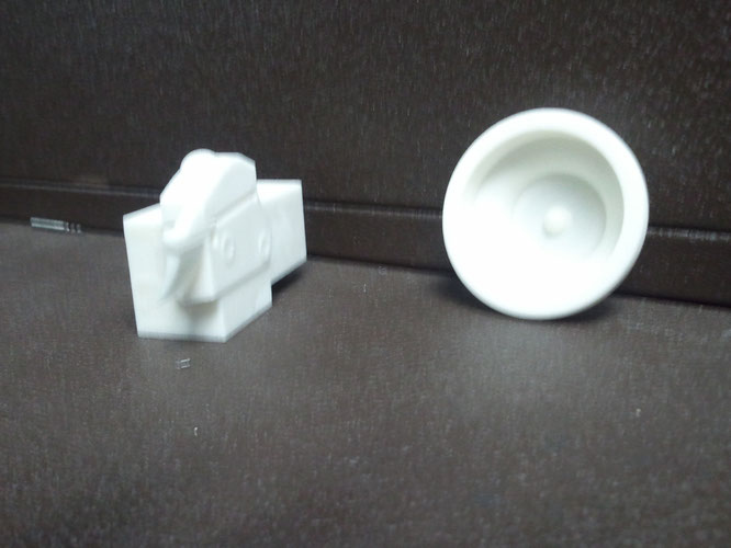 These are mock-ups of the tool needed to create the face grooving on the yoyo. It was printed on a 3D printer along with one side of the yoyo. This was created as a demo of how additive manufacturing can compliment each other.