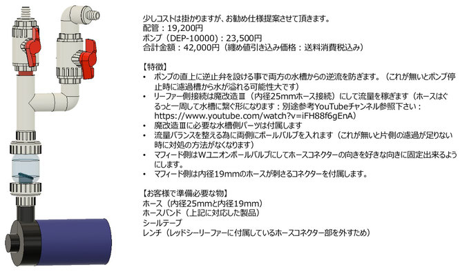 hsbao dcポンプ　レッドシーリーファー　オーバーフロー水槽　　マーフィード　DCポンプ　オーバーフロー水槽用分岐配管