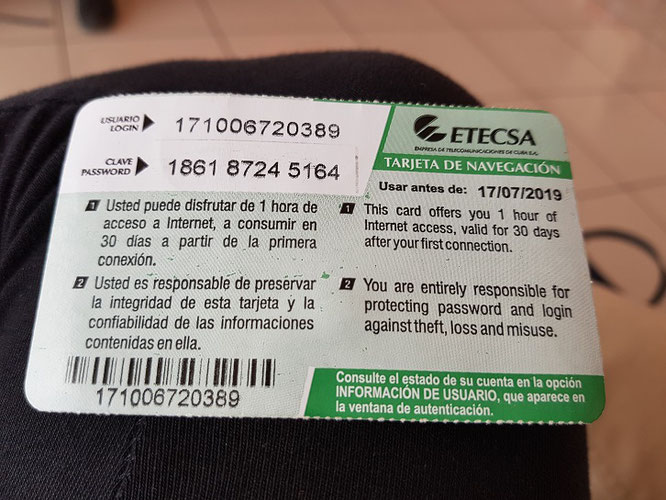 Die beliebte Internet-Wertkarte von ETECSA
