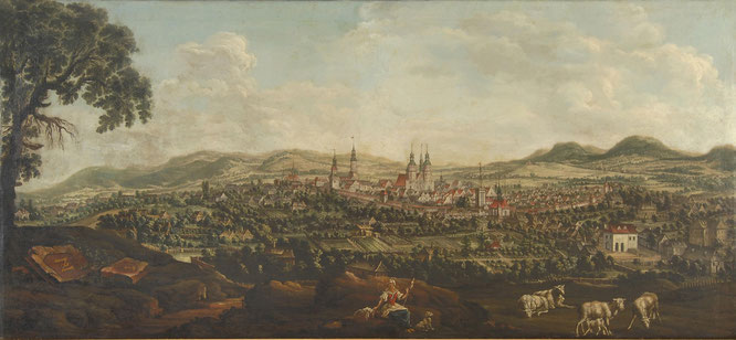 Franz Anton Brosch, Blick auf Zittau von Nordwesten, um 1750, Öl auf Leinwand, Städtische Museen Zittau