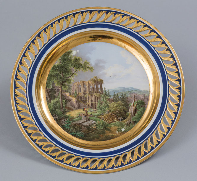 Porzellanteller mit Motiv des Oybins, 1801/1815, Meißen, Städtische Museen Zittau