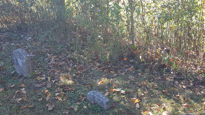 The stone on the right bears the inscription MOTHER on the arch. Compared to its neighbor, the rest of the stone is 12 to 18 inches underground covering the name of the deceased. Photo courtesy of Tina Mitchell Boutall. 14 Oct 2017.