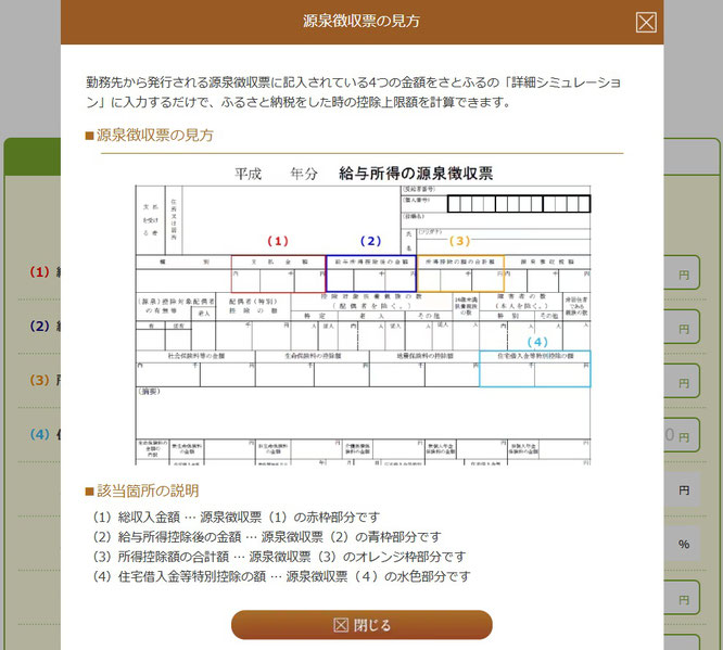 ふるさと納税詳細シュミレーション（さとふる）