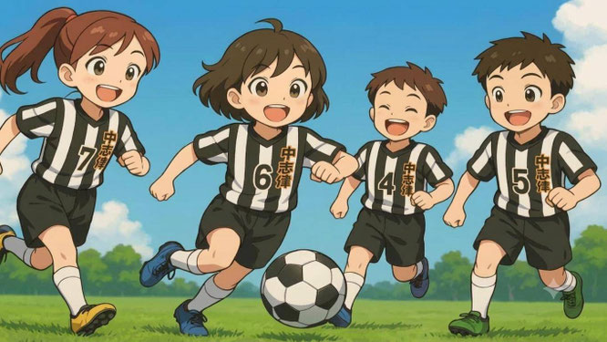 アニメ化した中志津SCの練習風景画像