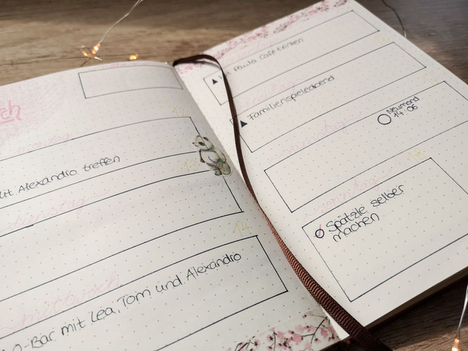 Bullet Journal, filofax, wochenübersicht, planer