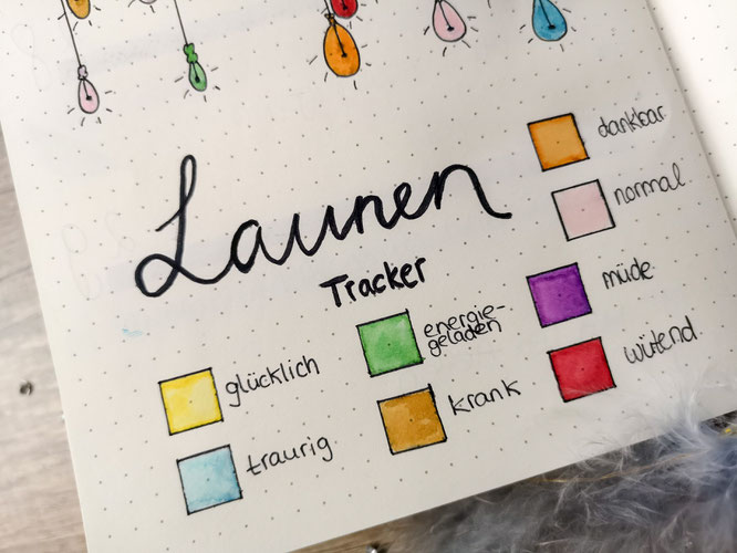 Bullet journal, planer, filofax, monatsübersicht, wochenübersicht, idee, launen, tracker, mood