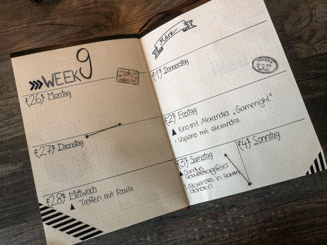 Bullet Journal, filofax, wochenübersicht, planer