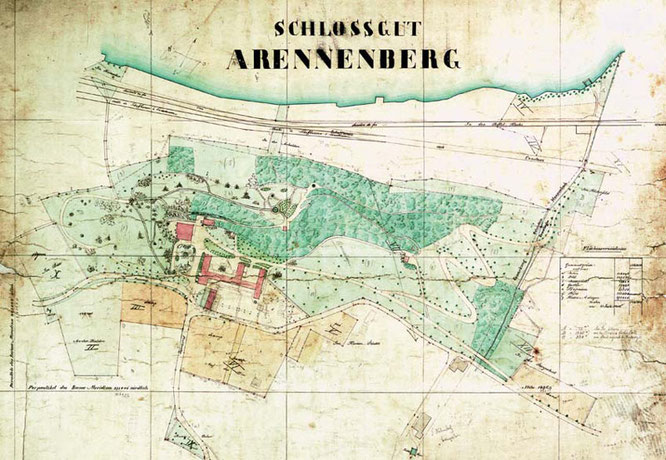 Plan des Schlossgutes Arenenberg um 1835. Unbekannter Autor; pd