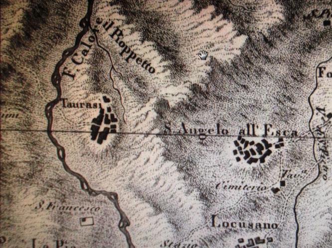 In questa carta del 1808 si nota la strada che da Taurasi portava a Montemiletto, col ponte sul fiume Calore