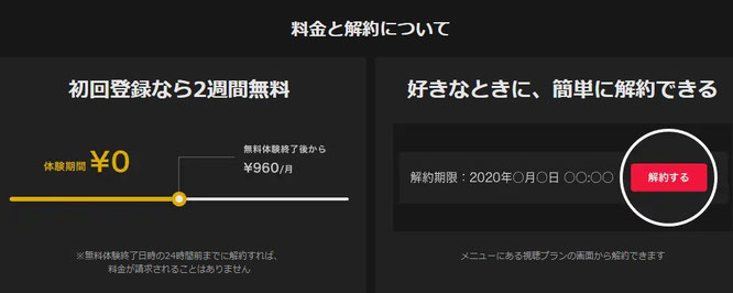 解約時期の設定が可能