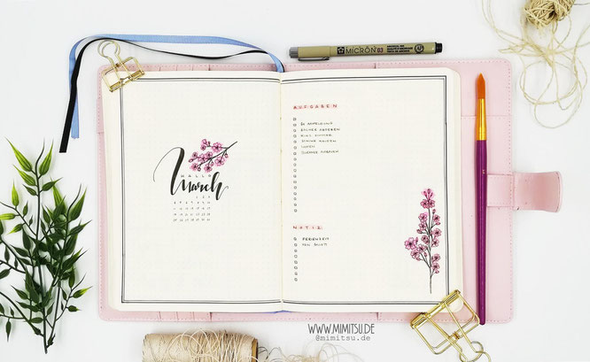 Monthly Cover March Monthlyspread - Monat März - Kirschblüten - Sakura - cherry blossom