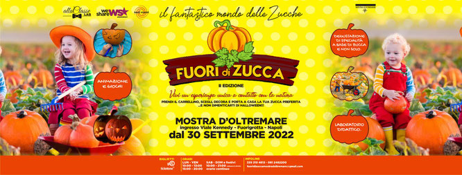 mostra doltremare, fuori di zucca, 30 settembre, 2022, zucca, biglietti, ingresso, tiketone, festa, bambini, halloween, bambini, fuorigrotta, napoli, giochi, parco giochi per bambini, fuori di zucca mostra d'oltremare,