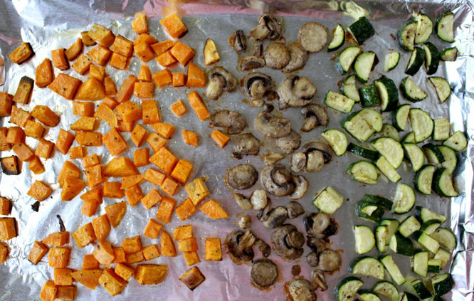 homemade roasted sweet potato, mushroom, and zucchini for barley salad - homemade nutrition - www.homemadenutrition.com