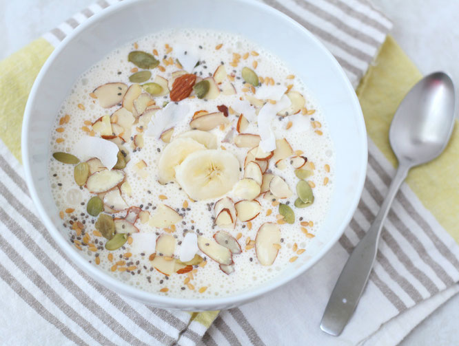 This vanilla almond smoothie bowl with coconut, banana, and chia seeds  is one sweet (and healthy) way to start the day!