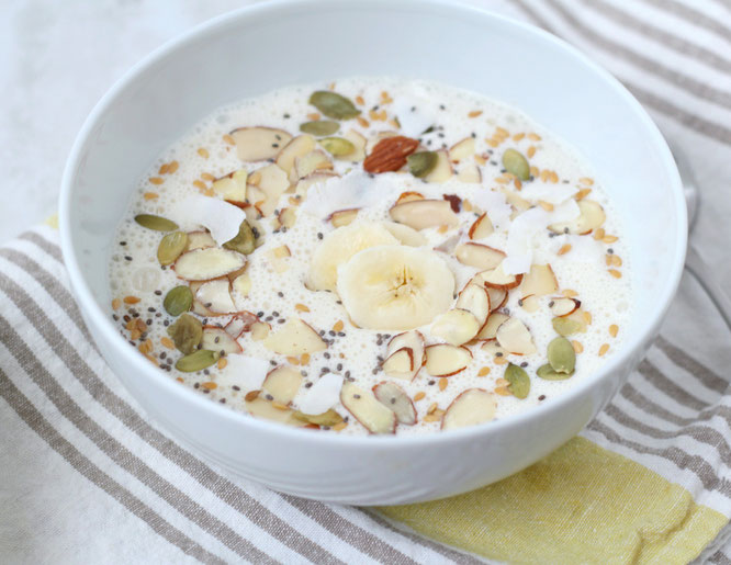 This vanilla almond smoothie bowl with coconut, banana, and chia seeds is one sweet (and healthy) way to start the day!