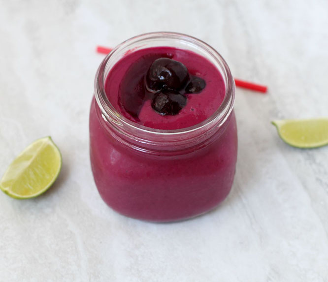 This bright and creamy cherry-lime beet smoothie is the perfect healthy start to any day!