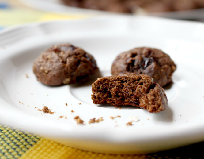 Mini vegan chocolate oatmeal cookie bites are such a great sweet treat!  Plus they are adorable.  :)  - www.homemadenutrition.com