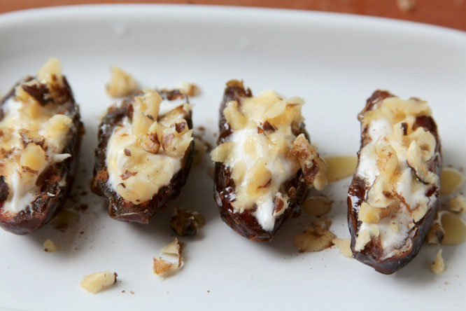 homemade stuffed dates with walnuts and honey