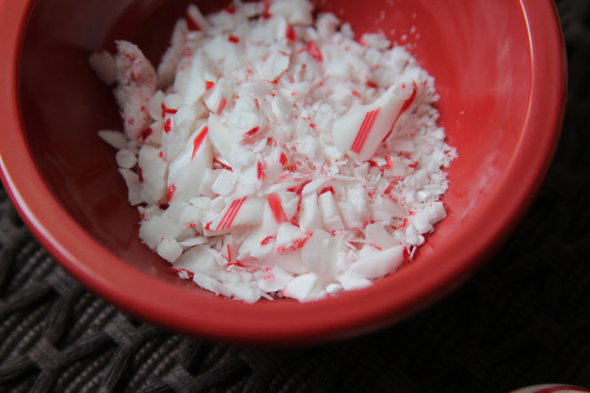 peppermint pieces to top the peppermint mocha smoothie