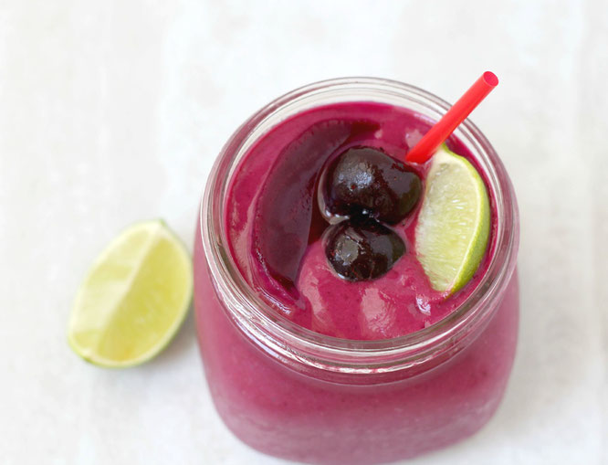 This bright and creamy cherry-lime beet smoothie is the perfect healthy start to any day!