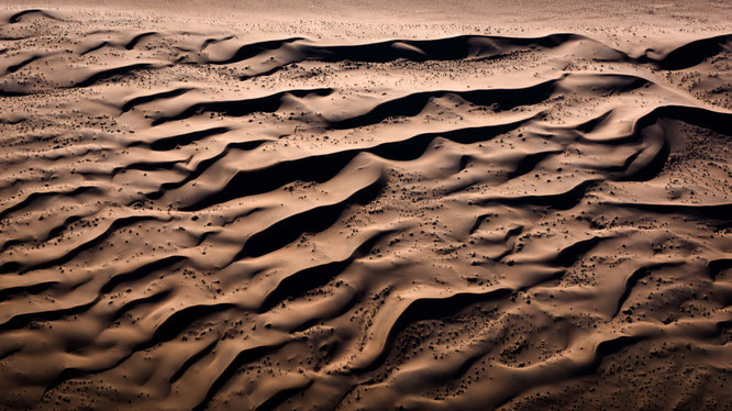 Red sand dunes in the areas of Sossusvlei - bird`s eye view, scenic flight - Namib Desert Namibia