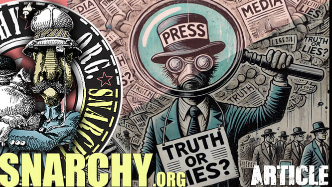 Satirical press characters with sign 'Truth or Lies?'