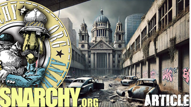 Decadent institutional building in post-apocalyse distopian city