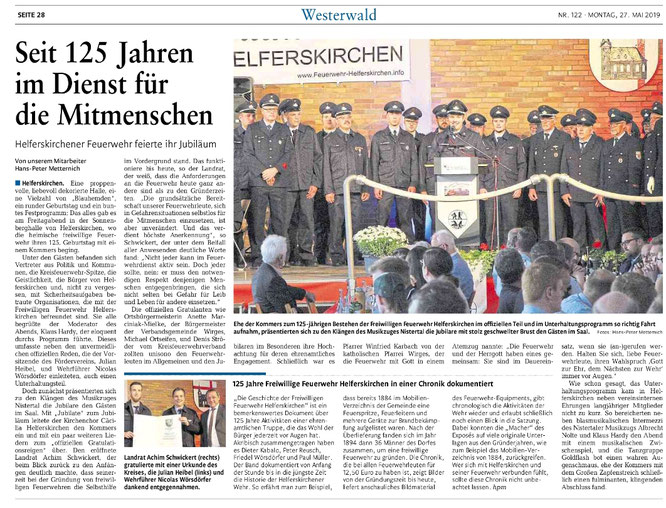 Bericht der Westerwälder Zeitung vom 27.05.2019