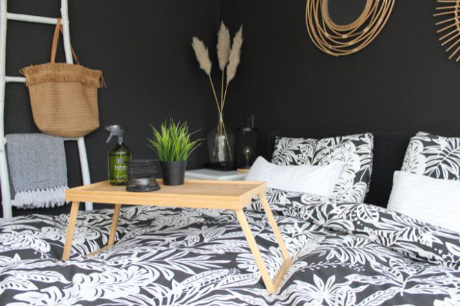Inspiratie slaapkamer Scandinavische stijl met zwart