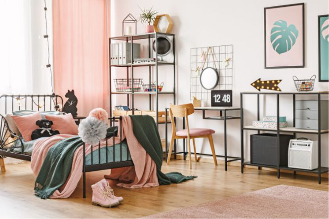slaapkamer kleurentrends 2025 zachte roze en groen kleuren