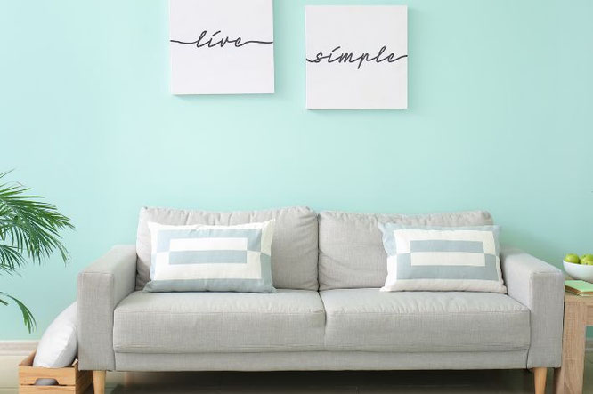 Interieurinspiratie: zandkleur en mint woonkamer