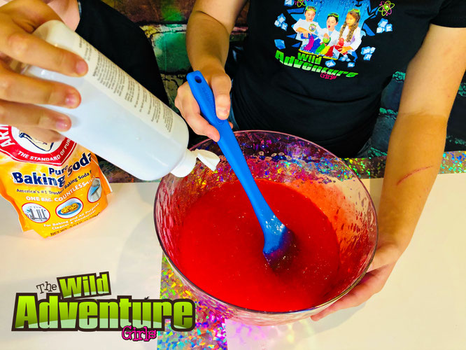 activating slime, mixing slime, slime recipes for kids.  The Wild Adventure Girls.  Kids Videos.